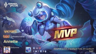 annette com nova skin no mid MVP da partida AOV