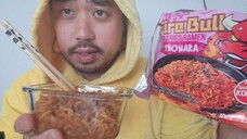 ASMR EATING SOUNDS - FIRE BULL STIR FRIED RAMEN CARBONARA