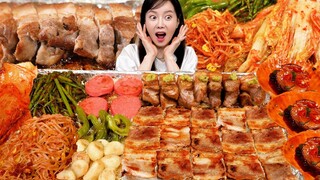 노릇노릇 삼겹살 ❤ 통김치에 불닭 가리비 먹방! (ft. 볶음밥 까지) Samgyeopsal Korean Pork Belly Seafood Mukbang ASMR Ssoyoung