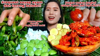 MUKBANG TERONG  BALADO REBUSAN GENJER LALAPAN JENGKOL MENTAH CAMPUR PETE MENTAH#mukbanglalapanmentah