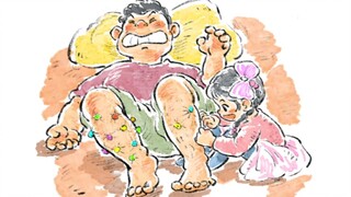 为了孩子练习扎小辫，一动不动的父爱如山啊～
