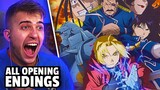 GOATED OPENINGS!! Fullmetal Alchemist Brotherhood Opening & Endings 1-5 REACTION | Anime OP Reaction