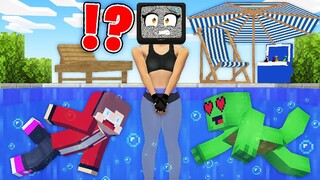 JJ and Mikey SPIES on TV WOMAN UNDERWATER in Minecraft - Maizen