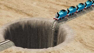 Thomas & Trains vs Giant Pit | BeamNG.Drive