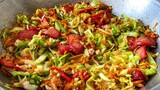 60 Pesos Tipid Budget Ulam Recipe! Stir Fry Cabbage with Carrot & Hotdogs