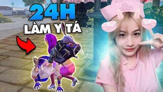 [Free Fire]Thử thách 24h làm Y Tá Mệt Rã Người....|Ngân Kaito