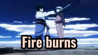 Fire burns