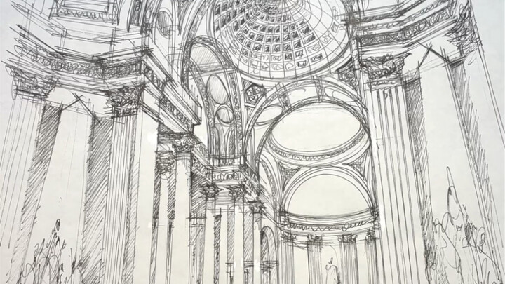Is my hand a ruler? I casually sketch a mysterious palace!