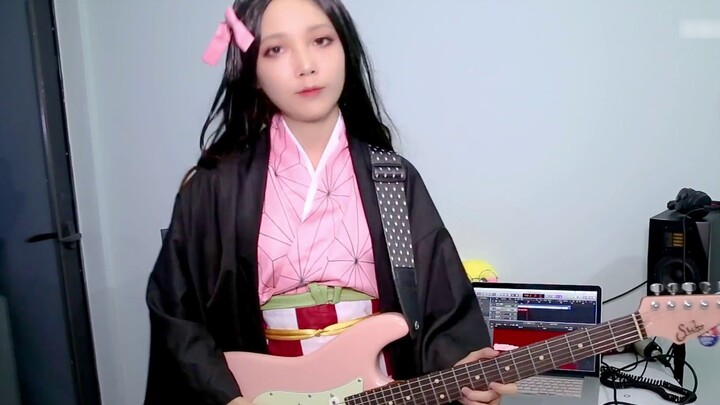 Nezuko played the Demon Slayer OP on guitar, and gave it to the fighting ghost killing team