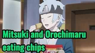 Mitsuki and Orochimaru eating chips