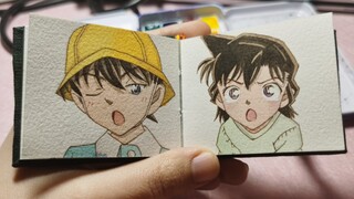 [Vẽ tay màu nước] Quá trình tô màu Shinichi & Lan mẫu giáo