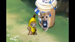 قطة الموز التي تشتري شاي الحليب