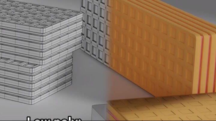 modelagem 3d wafer no blender, biscoito 3d, timelapse