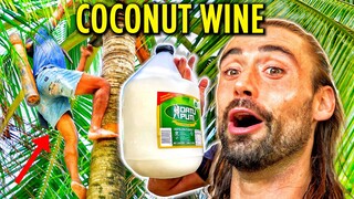 Harvesting & Drinking Coconut Wine In The Philippines (Coconut Tree Sap Alcohol)