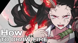 Drawing Demon Nezuko (and how to drawing fire)