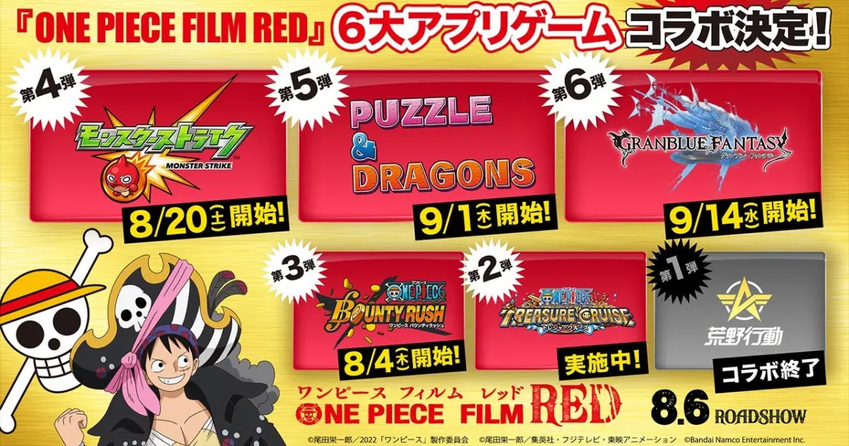One Piece Film Red 6大アプリゲームコラボ 後半3タイトル発表 Bilibili