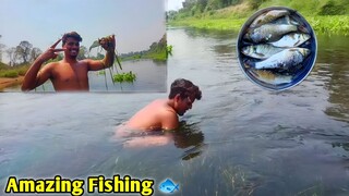 आज मैंने बहुत सारा मछली पकड़ा नदी में😋🐟🐟 हाथो से ईतना सारा मछली कईसे पकड़ लिया😱#fishing #sonuhandcam