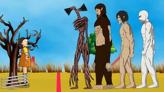 Squid Game VS Eren Titan, SirenHead, Beast Titan, Warhammer Titan - Drawing Cartoon 2