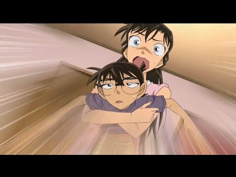 look how annoyed conan when ran scared watching a horror movie 😂 | Detective Conan