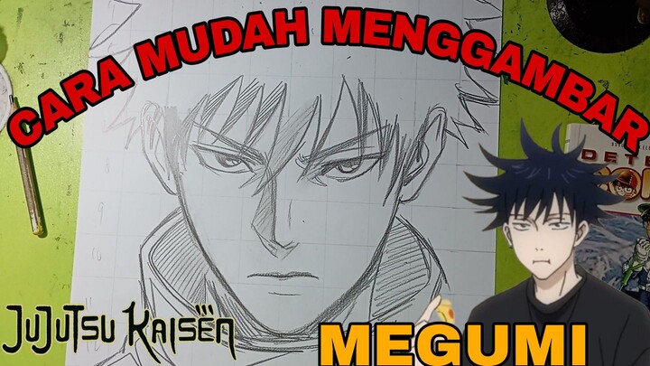 cara mudah menggambar anime jujutsu kaisen, Megumi