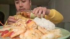 ASMR Thai Green Papaya Salad • Som Tum Salad, Shrimps & Rice (Eating Sounds)