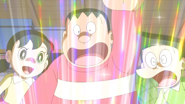 Nobita used the trash-to-treasure box to turn a zero-point test paper into a family heirloom?