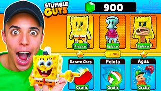 COMPRÉ por 900 GEMAS el NUEVO PASE de BOB ESPONJA! 🤑 STUMBLE GUYS