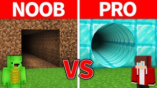 JJ and Mikey SECRET ROUND Tunnel Battle in Minecraft Challenge (Maizen Mazien Mizen) Smallest tunnel