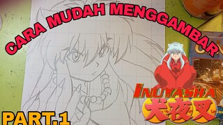 cara yg sangat lah mudah menggambar anime Inuyasha part.1, sketsa
