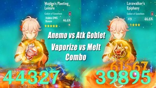 Kazuha Anemo vs Atk Goblet Damage Comparison - Vaporize vs Melt Additional DMG Guide