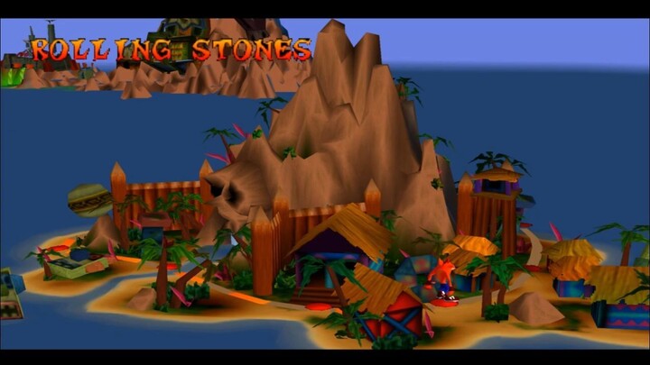 Crash Bandicot 1 - #7 Rolling Stones Walkthrough (No Damage + Gems)  [PS1] [Play