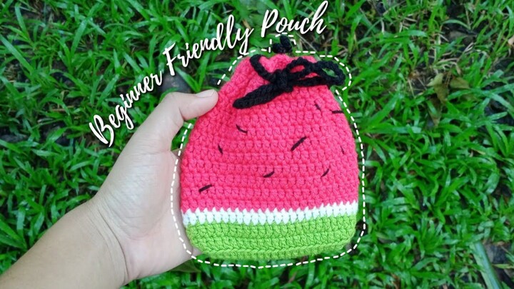 Crochet Tutorial: How to crochet a watermelon pouch 🍉