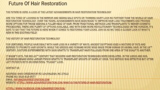 Future Of Hair Restoration