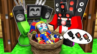 POMNI an ORPHAN?? JJ and MIKEY saved the BABY POMNI in Minecraft - Maizen DIGITAL CIRCUS