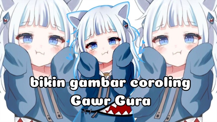 Menggambar anime ( Gawr Gura ) part 1