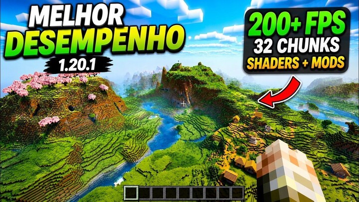 MELHOR DESEMPENHO PARA MINECRAFT 1.20.1 32 CHUNKS COM SHADERS E MODS