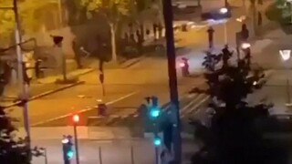 French protesters fire rockets at police station