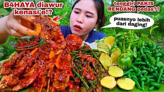 AGAK BEDA⁉️ MAKAN RENDANG IKAN TENGGIRI CAMPUR PAKIS  LALAPAN JENGKOL MENTAH TERONG KACANG PANJANG