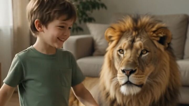 Kid_dancing_near_resting_lion