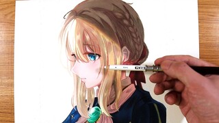 Dilukis dengan tangan - tahan kakao, tanpa otak.. eh.. gambar kepala. <Violet, Violet Evergarden>