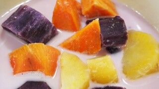 บวดมัน 3 สี ทำง่าย น้ำกะทิอร่อยมาก