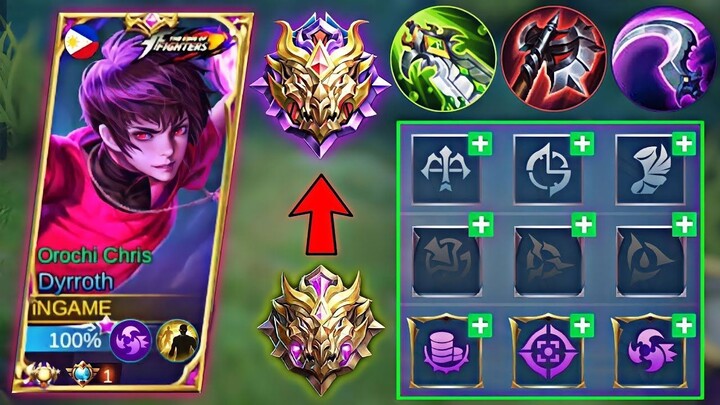 TOP GLOBAL DYRROTH IN SOLO RANKED BEST LIFESTEAL ONE SHOT BUILD & EMBLEM TO REAC