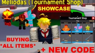 *All items* in Meliodas Tournament Shop |Showcase|Roblox Anime fighting style new codes