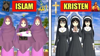 SAHABAT BERBEDA AGAMA! KRISTEN DENGAN ISLAM DI SAKURA SCHOOL SIMULATOR! KUMPULAN TIK TOK SAKURA