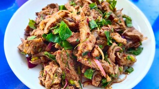 น้ำตกเนื้อ แบบแห้งรสชาติเปรี้ยว กับแกล้มหรือกับข้าวได้หมด สไตล์ | ครัวบ้านๆ Channel