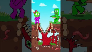 Top 3 Green Tries To Save Pink From outwitted the Beast | Funny animation #shorts