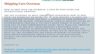 Shipping Cars Overseas