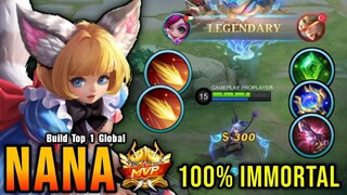 100% IMMORTAL!! Nana MVP Gameplay - Build Top 1 Global Nana ~ MLBB