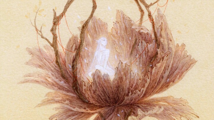 【رسم يدوي】 روح الزهرة – الحب الخفي مثل زهرة مكسورة في قفص، تسعى جاهدة لإشعاع ضوء خافت في عالم لا يلت