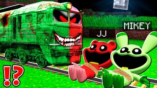 How JJ and MIKEY Smiling Critters SAVE From Multi TRAIN Monster ? - Minecraft Maizen